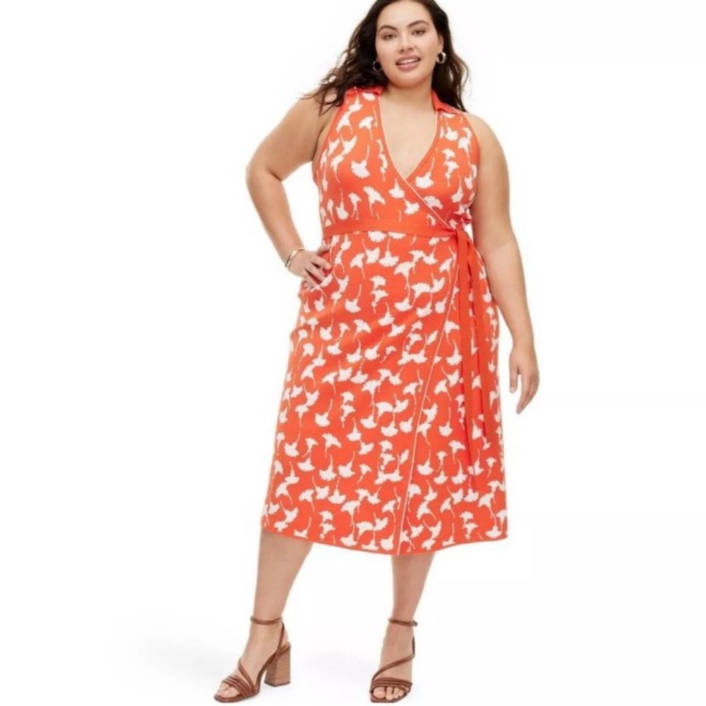 NWT DVF Diane Von Furstenberg X Target Ginkgo Cherry Tomato Wrap Dress 3X